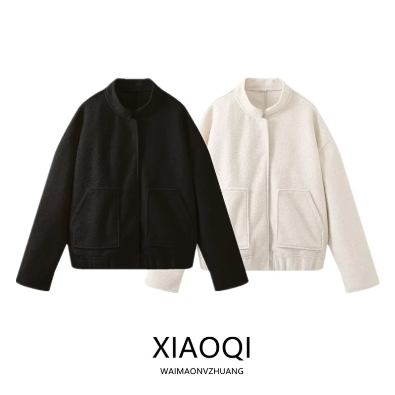 Schlankmachende, vielseitige, lockere Piloten-Jacet-Oberbekleidung für Damen, Herbst 2024, erschwinglicher Ort-Mantel, normale Länge, anderes Material, 00 %