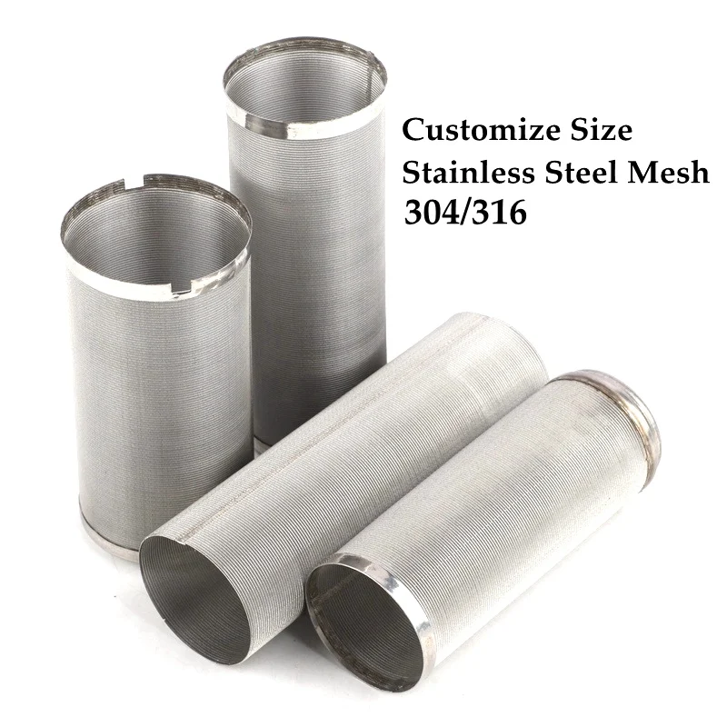 2pcs Customizable Stainless Steel 304 Mesh Filter Aquarium Irrgation Sprayer Water Pump Strainer Prefilter Spare Filter Element