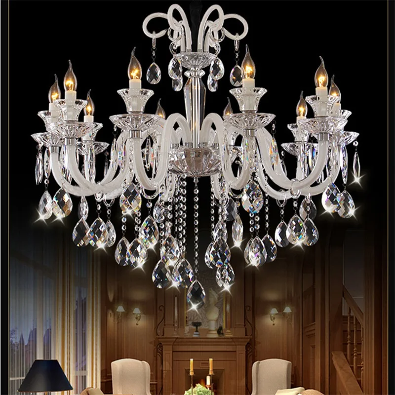 

TEMAR Contemporary Candle Chandelier LED Crystal Pendant Light Fixtures Decorative for Home Hall Villa Parlor