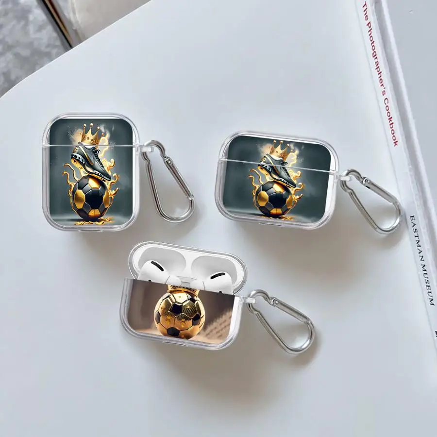 

Gold Soccer Shoe Crown Art Clear Earphone Cases Cover Case For Airpods Pro2 Pro3 2 4 1 3 Pro