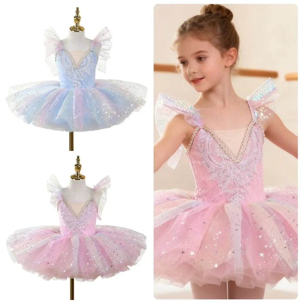 Modisches Pailletten-Ballettkleid für Kinder Modernes Bauschiges Ballett-Tutu Partykleid Prinzessinnenkleid Tanzkleid