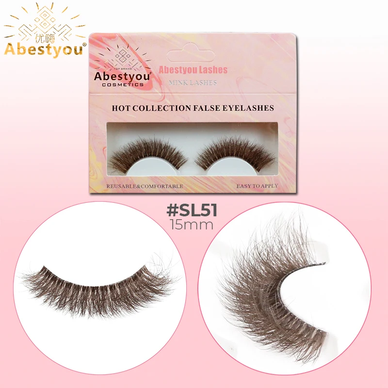 Abestyou New 10-15mm 1pair 5d Fluffy Mink Colorful Eyelashes Costume Fancy Ball Dramatic Unique Dark Brown Coloured False Lashes