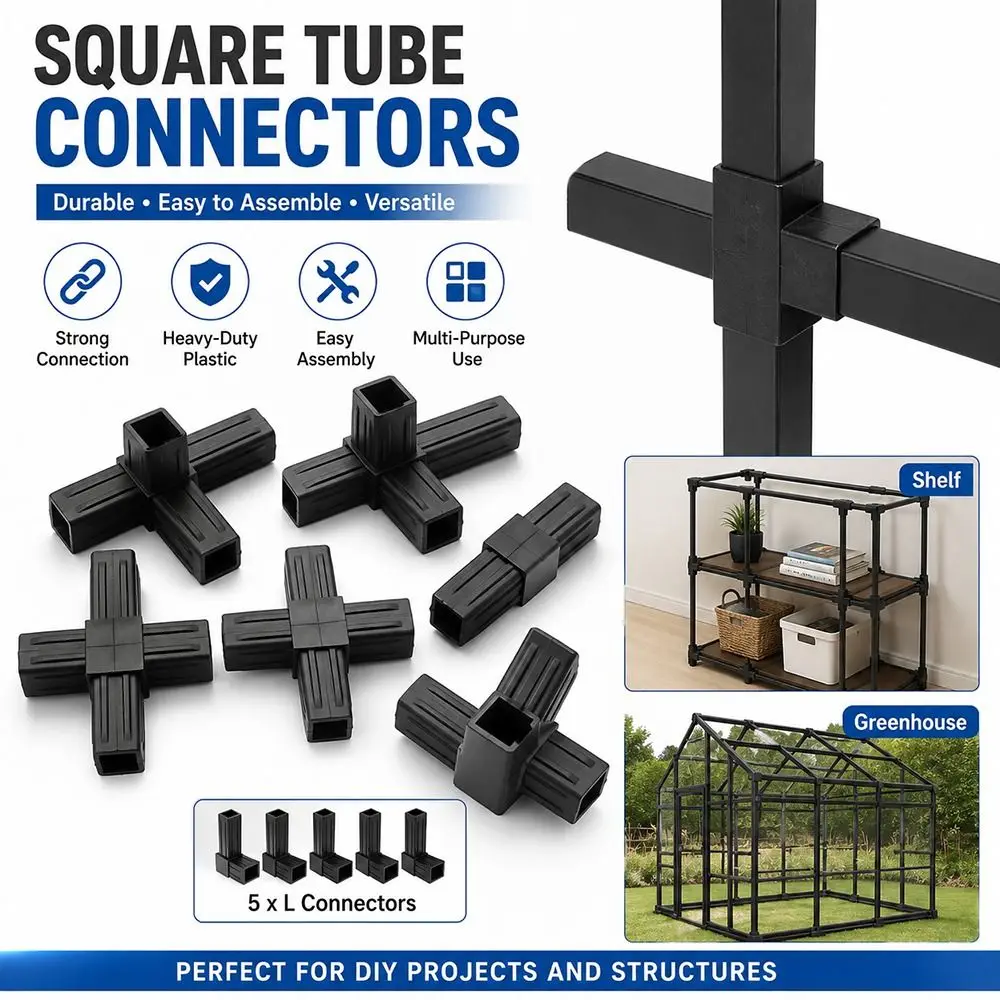 1Pcs 20/25/30mm Square Pipe Fitting 2/3/4/5-Way X-L-T Shape Pipe Angle Code Black Easy Installation ABS Connector