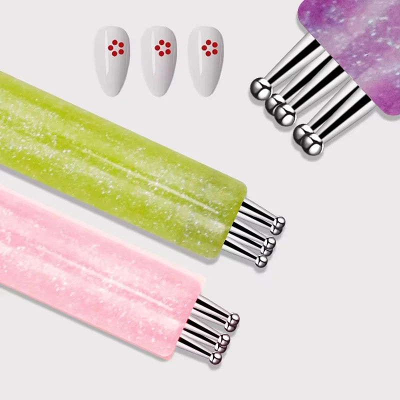 DIY Nail Art 5-Petal Dotting Tool Flower Creator 1.8mm Fine Tip Rhinestone Pickers Glitter Handle Manicure Nail Tools Brushes