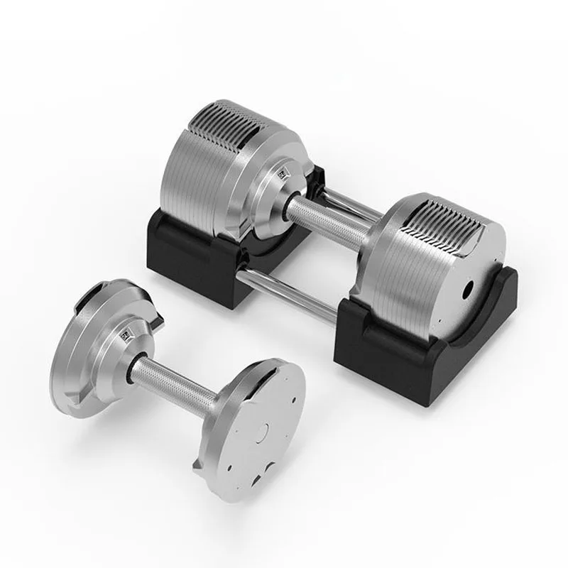 Silver Adjustable Electroplated Dumbbells 41.5kg Non-Slip Design Home Fitness Strength Training Equipment for Advanced Fitness