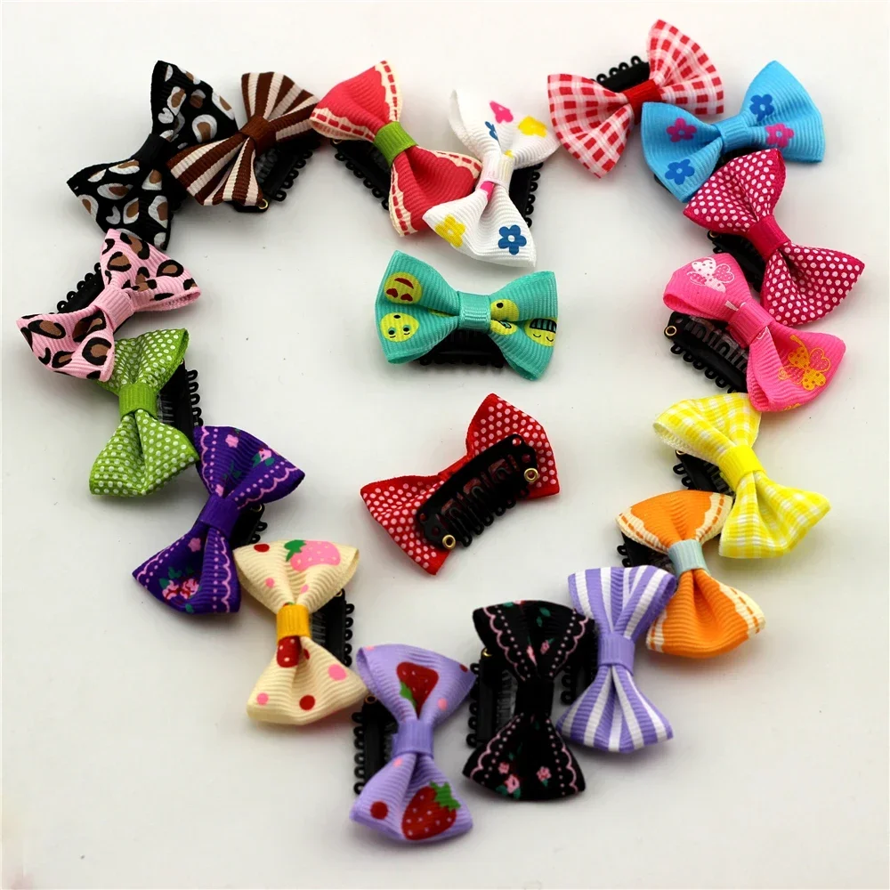 10pc Print Flower/Strawberry/Smile/Cartoon Babies Fine Wispy Hair Mini Latch Wisp Clip Newborn Bow Hair clips Infant Hairpin