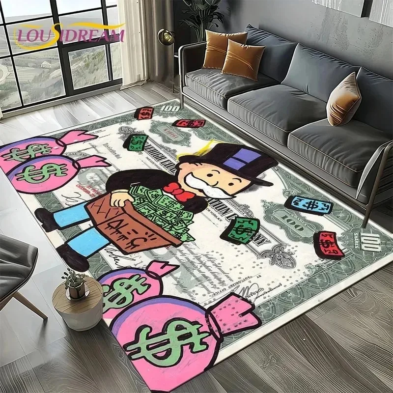 

3D Monopoly Dollar Sign Cartoon Doormat Non-Slip Entryway Rug for Living Room Bedroom Sofa Decor Kid's Area Mat Rich Man Game Th