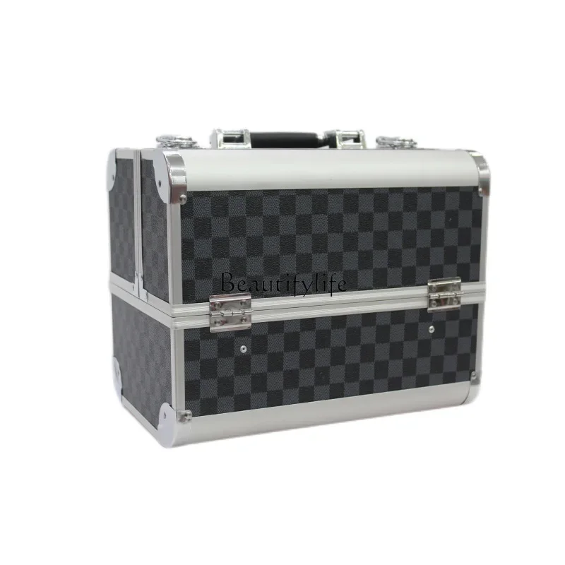 Portable cosmetic case Three-dimensional aluminum alloy manicure and eyelash tool storage case