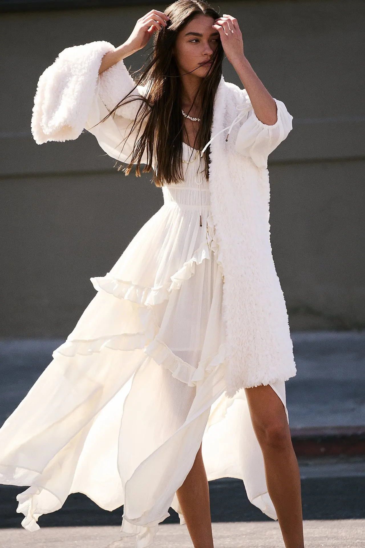 Robe Maxi Boho pour femmes, col carré, manches longues bouffantes, ourlet à volants, mode décontractée, soirée, robe élégante avec Design à plusieurs niveaux