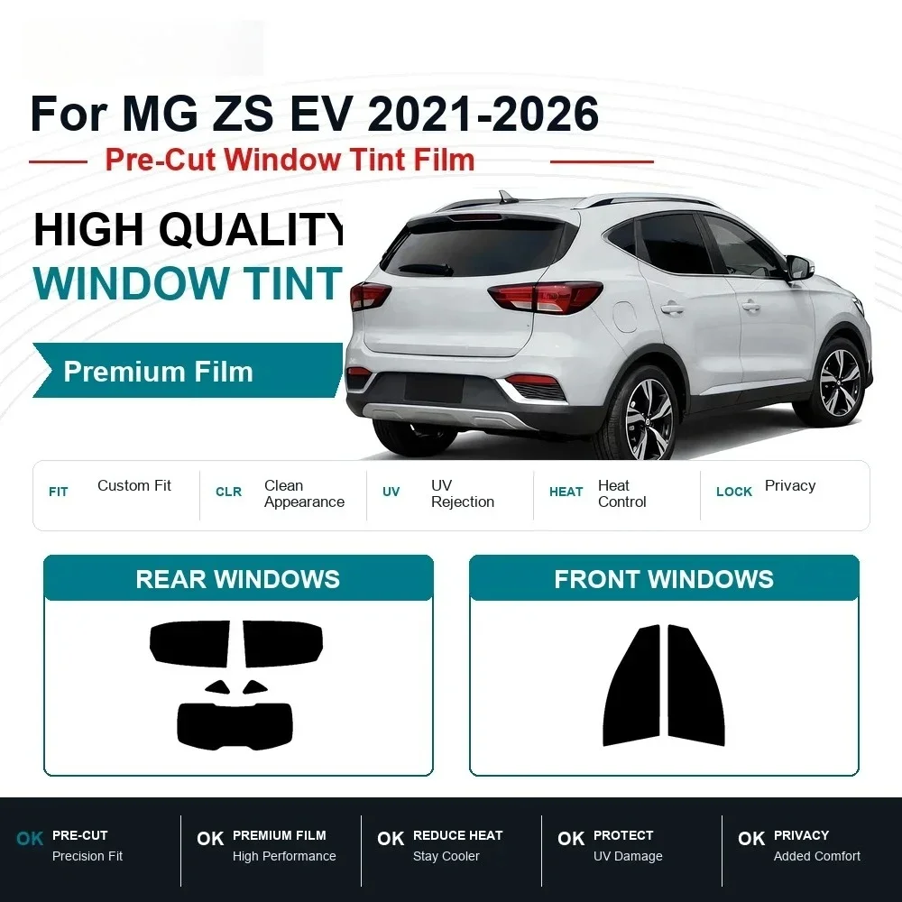 Custom Fit Precut Window Tint, Reusable Removable EPU Film for MG ZS EV 2021-2026, Effective UV Heat Insulation Protection car