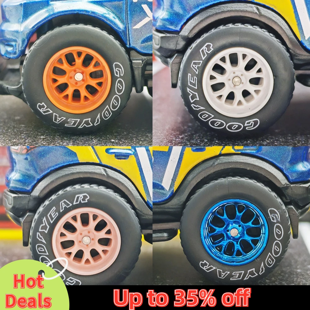 1/64 Model Car Wheels with Rubber All Terrain Tires BBS LM-R Refitting Parts for Off-road Vehicle HotWheels D: 17mm 1 Set