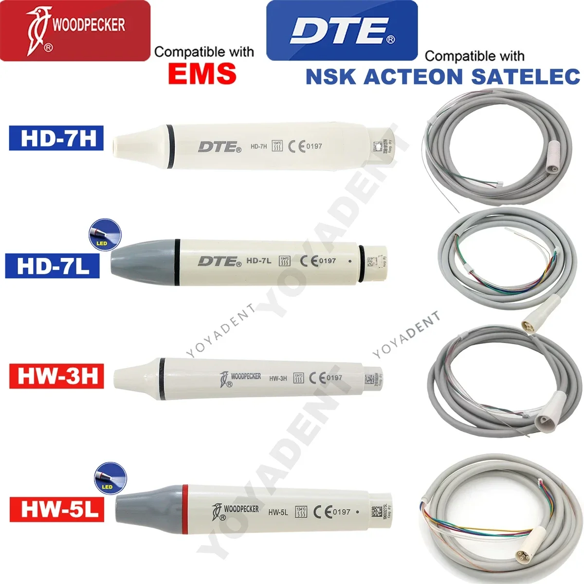 نقار الخشب DTE قشارة الأسنان بالموجات فوق الصوتية قبضة LED مع مقبض قشارة طب الأسنان صالح EMS NSK SATELEC ACTEON أدوات طب الأسنان