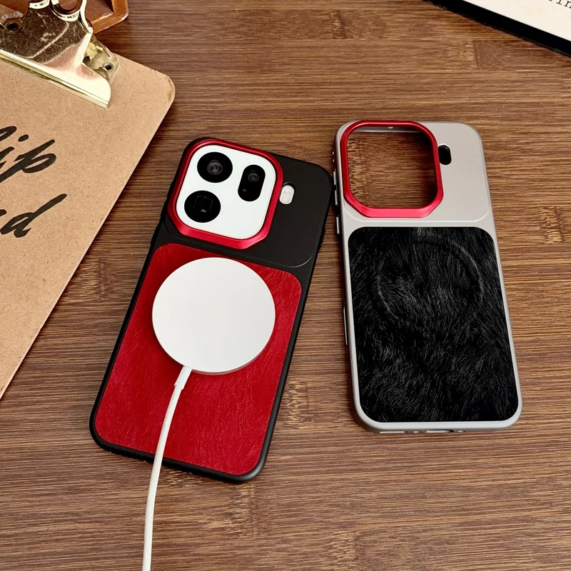 For OPPO Find X9 Pro X9s Pro Case Luxury PU Leather +Hard PC Anti-Slip Wireless Charging Protective Red Cover for Find X 9