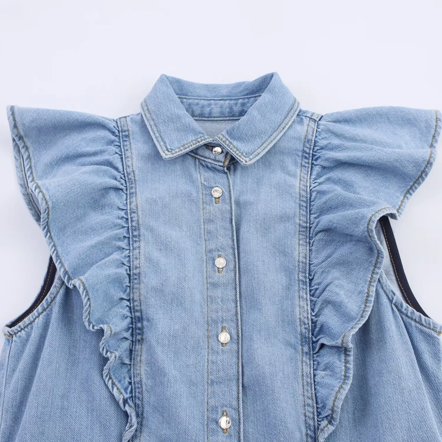 Set Celana Denim Kasual Wanita dengan Rompi Bertumpuk dan Jeans Lurus Pinggang Tinggi, Outfit Co-ord Modis
