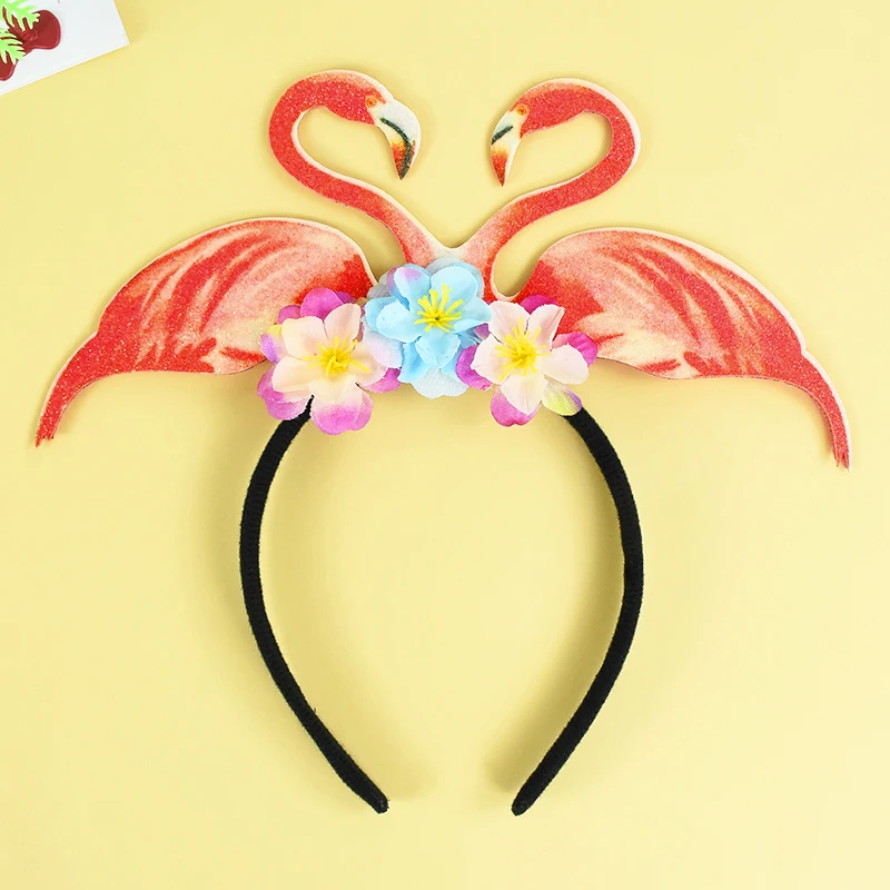 1pc Hawaiian Flamingo Pineapple Cactus Headband Tropical Summer Palm Tree Headwear Luau Beach Pool Birthday Party Decor Supplies