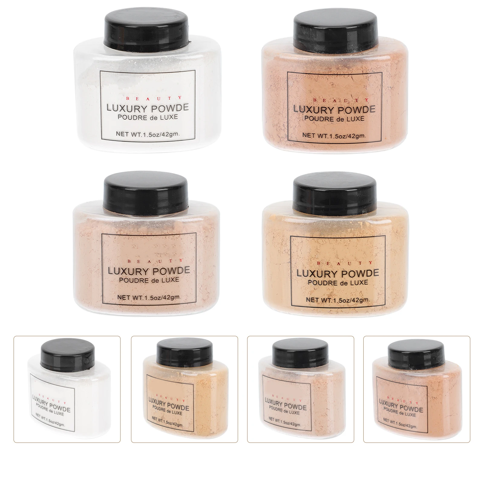 4 Bottles Loose Powder Dry Hair Oil Control Face Cosmetics Long Lasting Makeup Compact Size Suitable All Skin Types