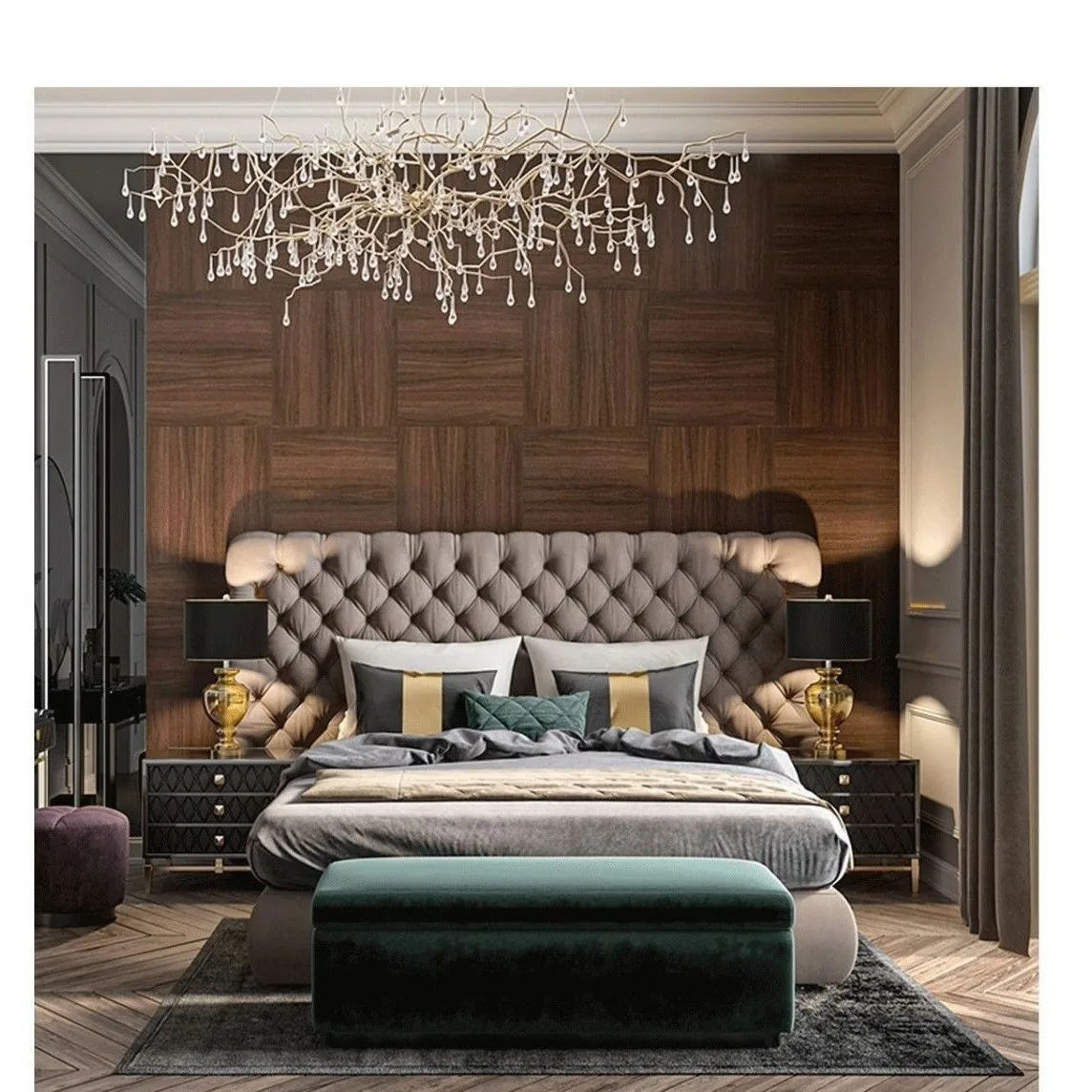 

Elegant Modern King Size Bed Luxury Unique Italian Villa Bed Bedroom Comferter Cama Matrimonial Furniture Home Furniture
