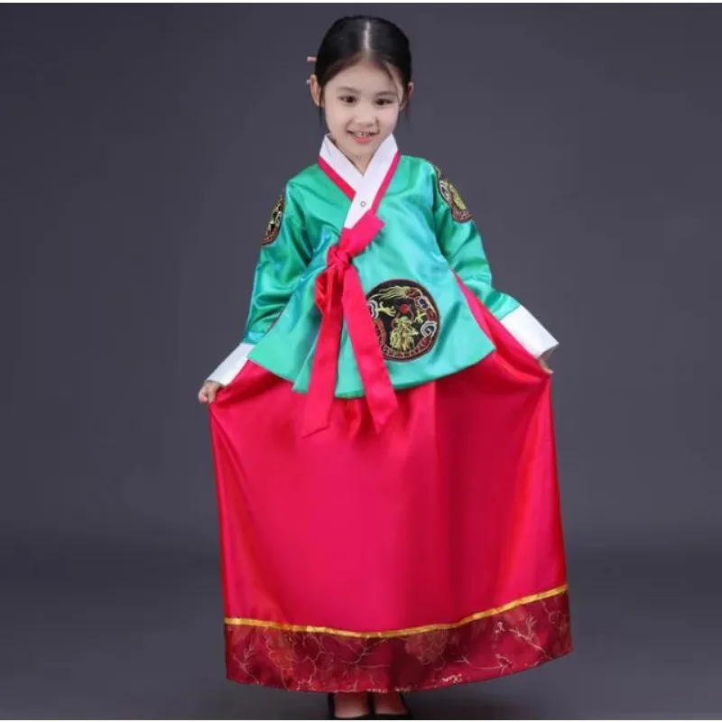Vintage Ethnic style Children Girls Hanbok Dress Korean Folk Dance Performance Dress