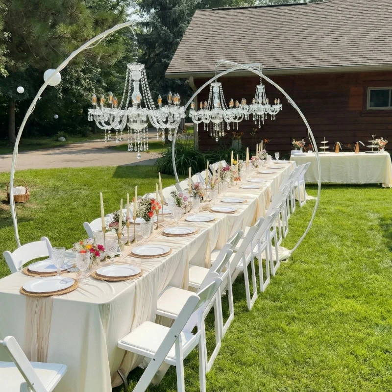 

6pcs Fashion Outdoor Wedding Backdrop Decoration Arch and Candle Strings for Stage Road Lead Event Props Customized Flower Frame