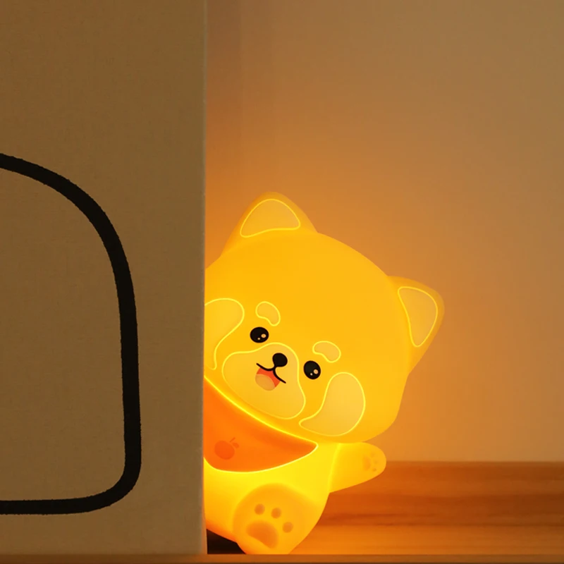 Red Panda Night Light LED Rechargeable Table Lamp Desk Room Decor Bedroom Bedside Nursery Kawaii Toddler Birthday Gift Silicone