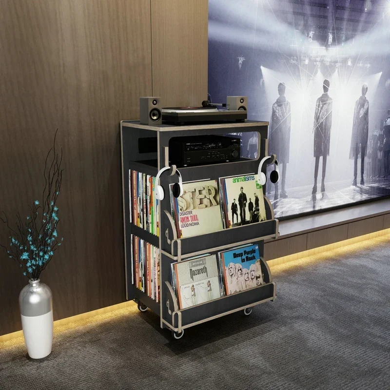 ステーション合板製リビングルーム収納CDラック本棚多機能収納キャビネットガビネテ