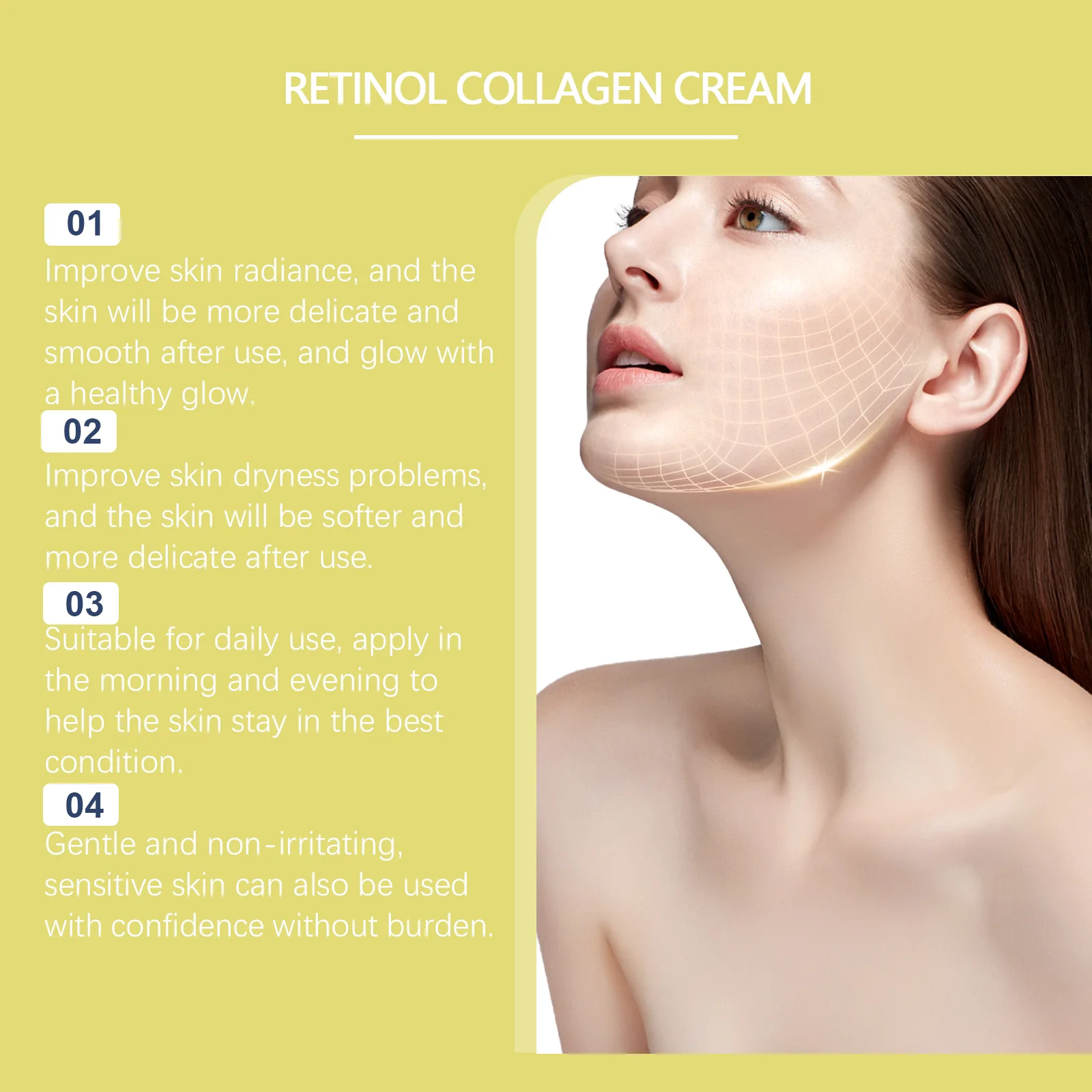 콜라겐 크림 – 달팽이 뮤신과 히알루론산이 함유된 주야간 보습제 – 수분 공급, 영양 공급 안티에이징 페이스 크림