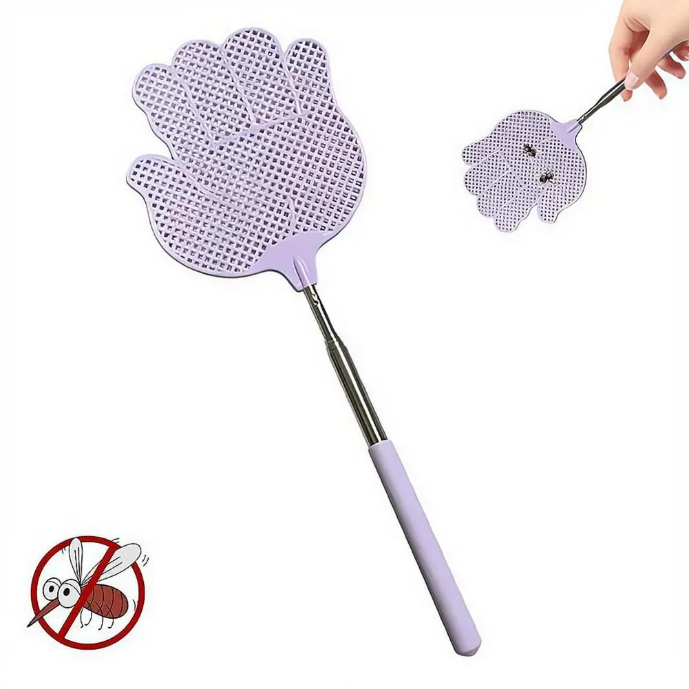 Hand Shaped Telescopic Fly Swatter Thick And Extended Handle Durable Fly And Mosquito Swatter Telescopic Fly Swatter