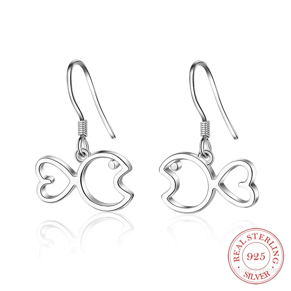 Korean 925 Sterling Silver hollow fish drop dangle Earrings For Women 2022 Wedding Party Jewelry Gift Female Pendientes