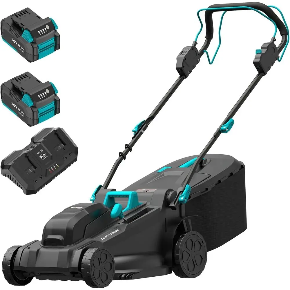 

Cordless 18.1 Self-Propelled Lawn Mower, 2x20V, 6-Height Settings, 2x4Ah Batteries & Dual Charger