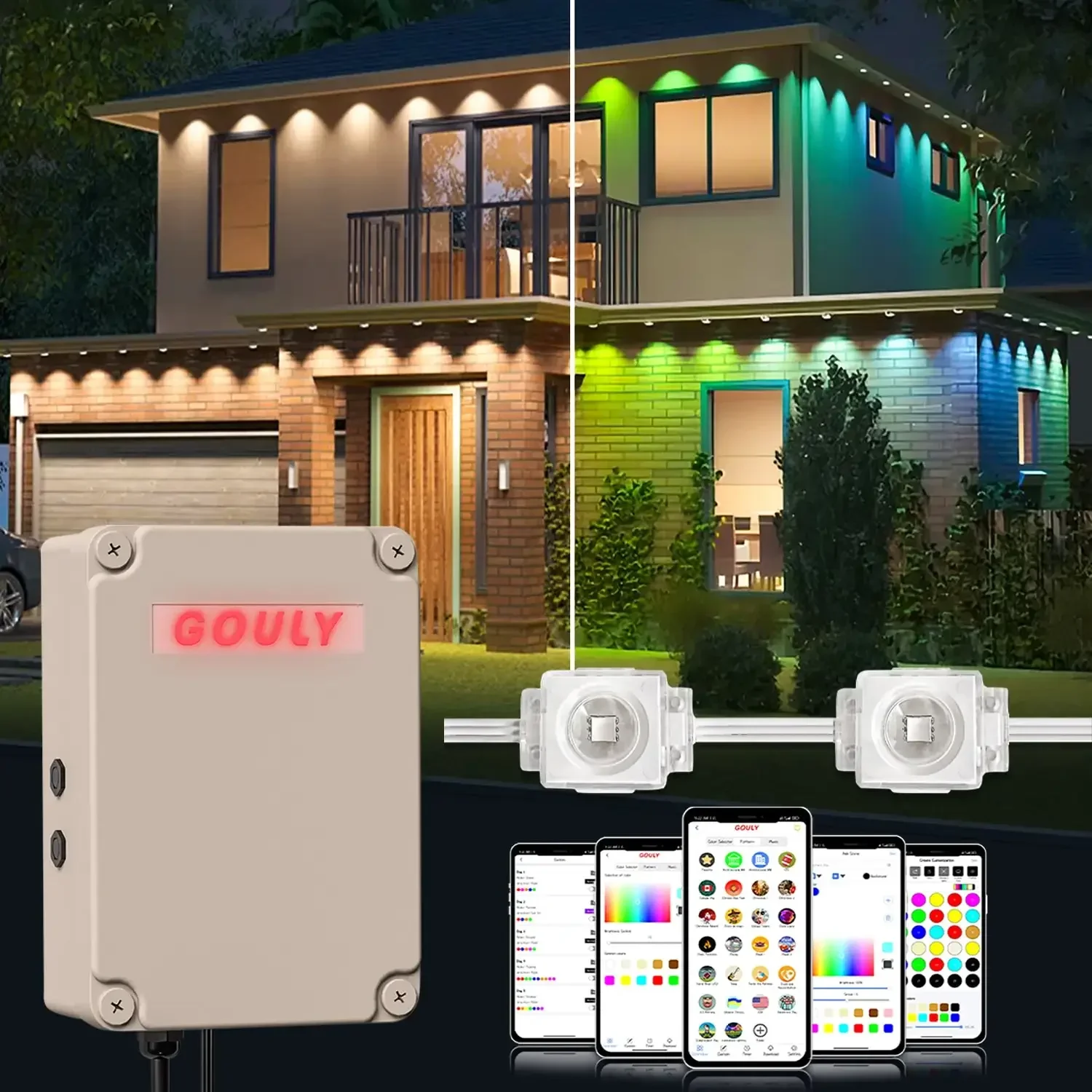 Gouly Aluminiumschiene Permanenthaus Lichter 36V Set IP68 RGBW LED RGBic Permanent Weihnachts-Außenleuchten