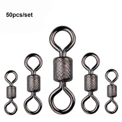 50PCS/Lot Fishing Swivels Ball Bearing Swivel with Safety Snap Solid Rings Rolling Swivel for Carp Fishing Accessories