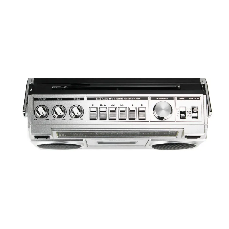 Retro Multiband Radio Cassette Recorder – Desktop Dual-Speaker Boombox with Solar Charging & Bluetooth