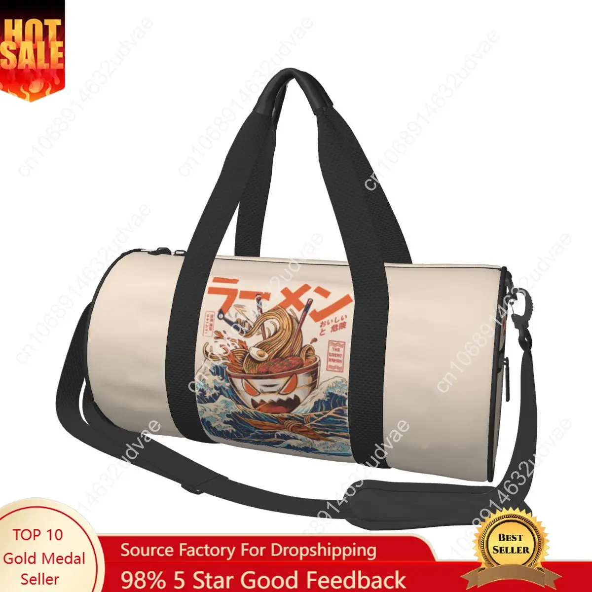 

The Great Ramen Off Kanagawa Sports Bags Food Japan Travel Gym Bag Gym Accessories Retro Handbags Men Design Oxford Fitness Bag