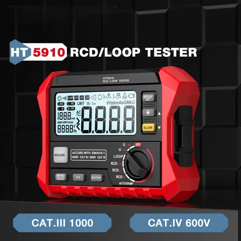 Professional Loop Resistance Tester Leakage Protection Circuit Analyzer Electrical Safety Test Meter Portable RCD RCCB Trip Time