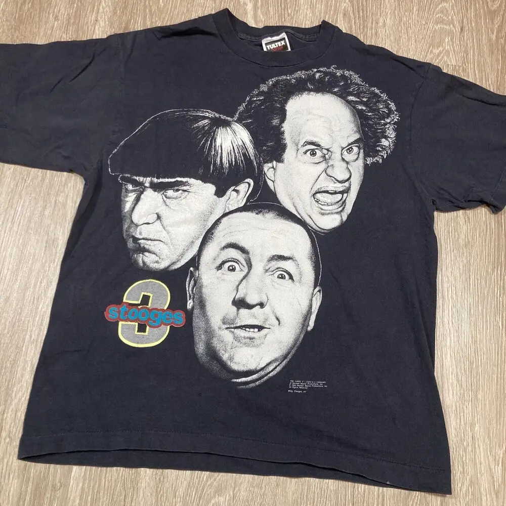 3 Stooges Shirt L Vintage 90s Y2k Moe Larry Curly Three Stooges TV Series Tee