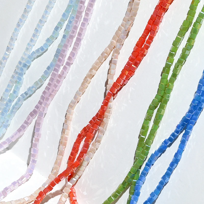 1 String DIY accessories dazzle color crystal beads 3mm square earrings pendant bracelet necklace material handmade charms