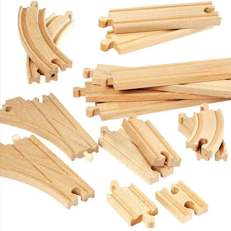 New Wooden Train Track Railway Accessories All Kinds of Wood Track Fit Biro Tracks Educational Toys Children