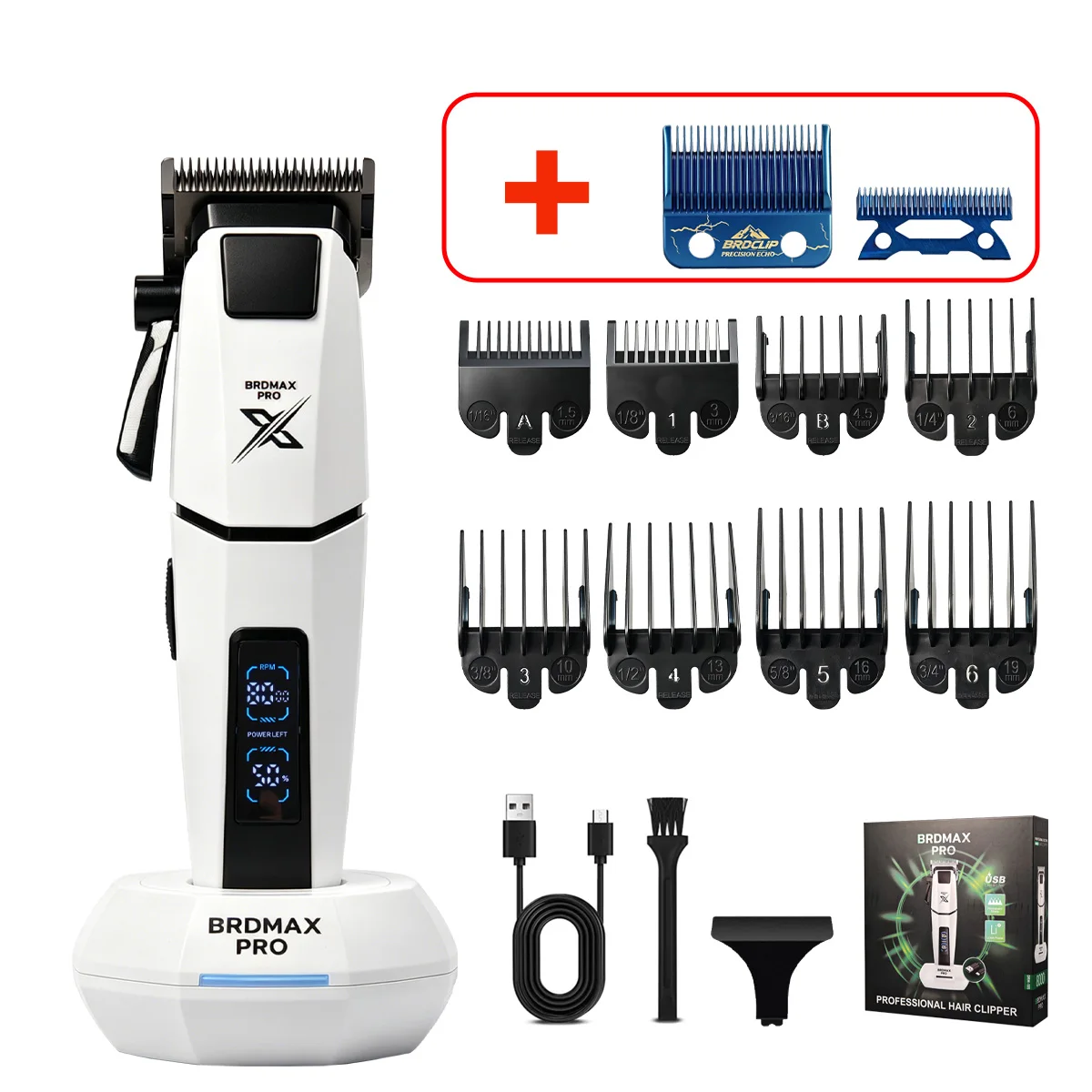 BRDCLIP DRM-105 Professional 390 High Speed Motor 8000RPM Hair Clipper Ceramic Blades Men's Trimmer Barber Haircut Machine