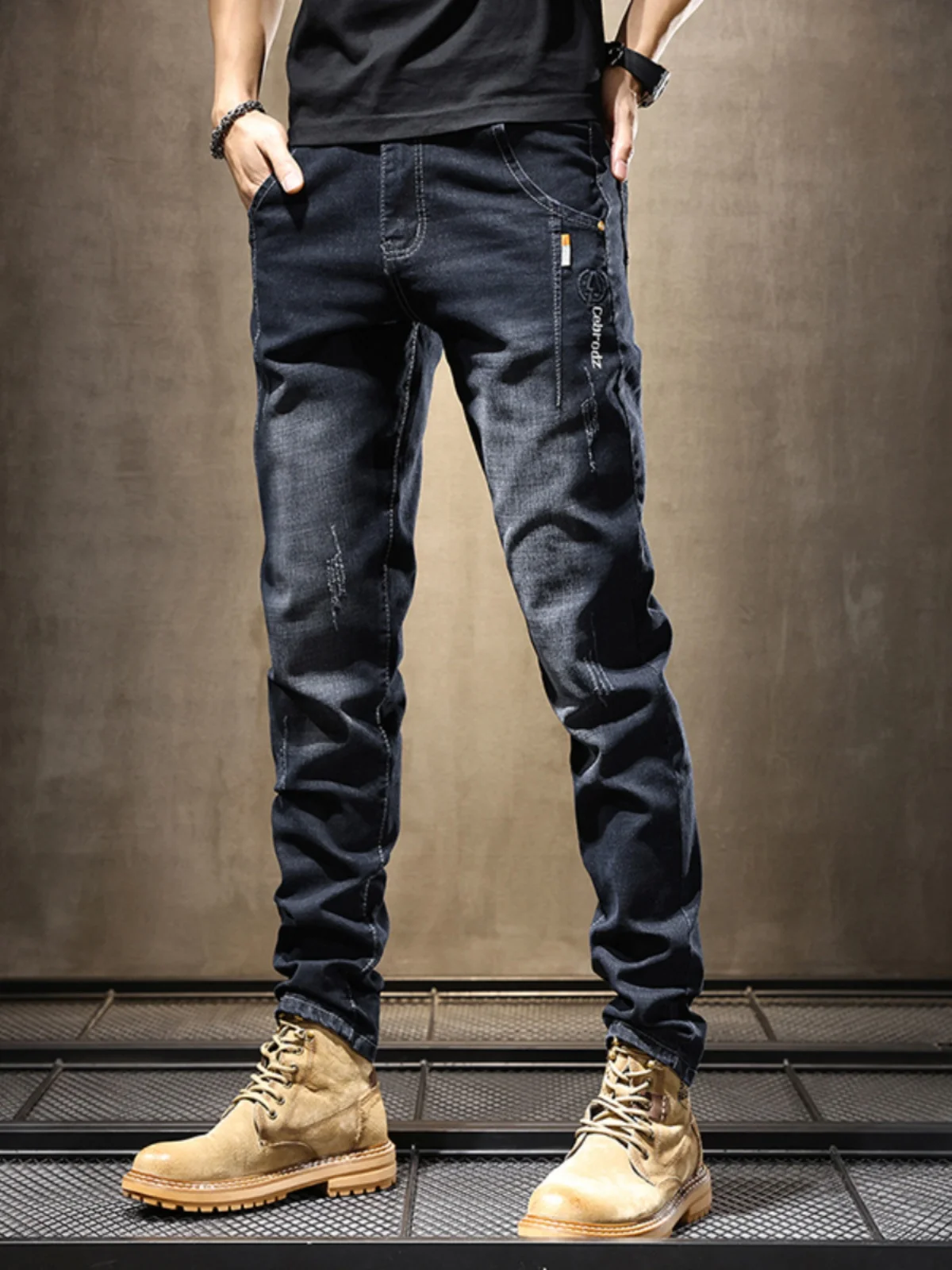 Slim Fit Men's Jeans Casual Sle Spring Summer Autumn New Model Boy's Nine Points Long Pants Trendy Brand Cotton Denim