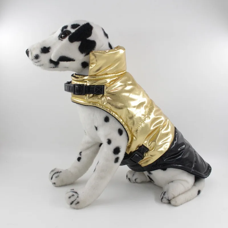 Autumn And Winter Dog Clothing Thickened Waterproof Dog Clothing Gold Silver Reflective Fashion Pet Clothing Essential In Winter