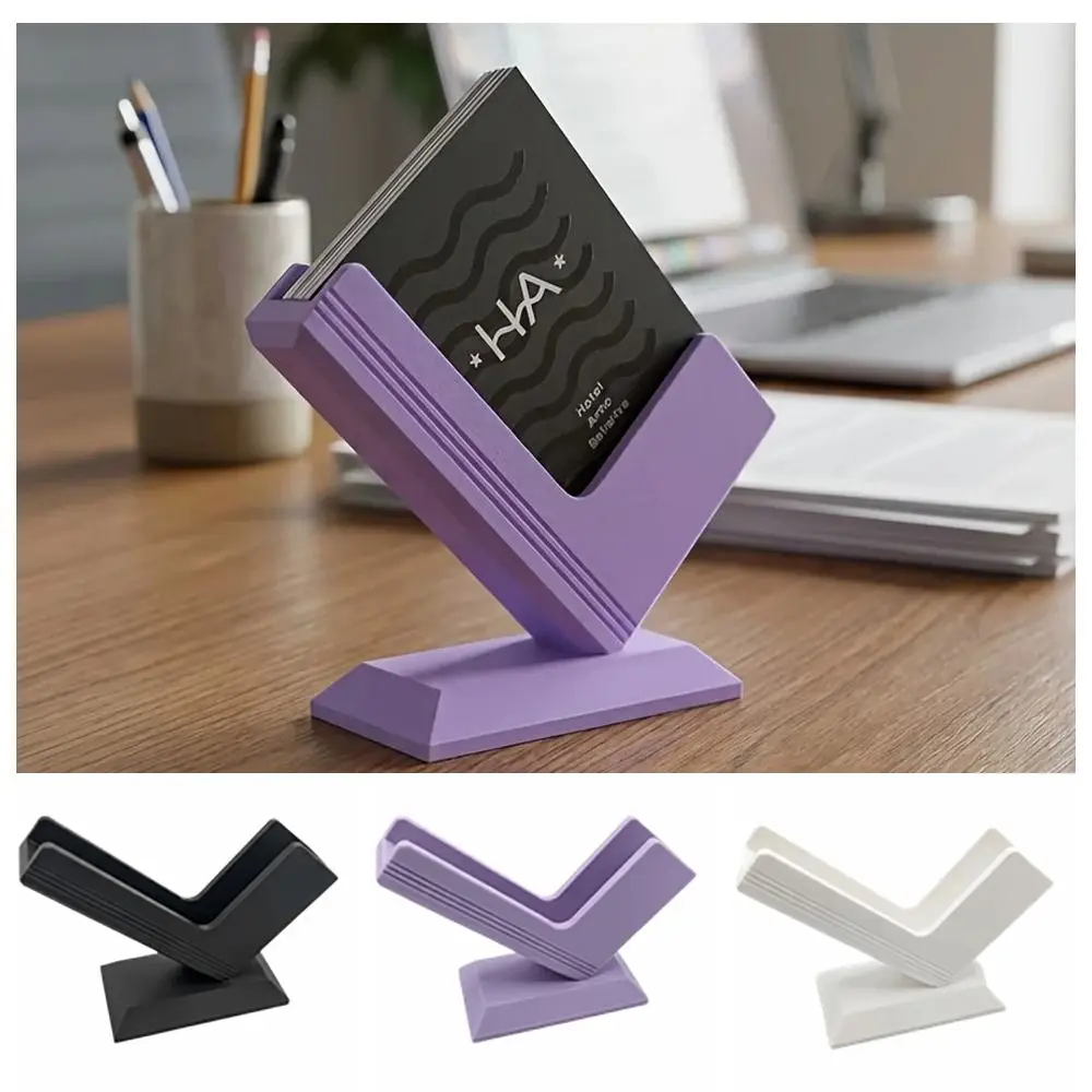 Synthetic Resin Business Card Holder Desktop Placement Solid Structure Name Card Stand Smooth Surface Desktop Card Organizer