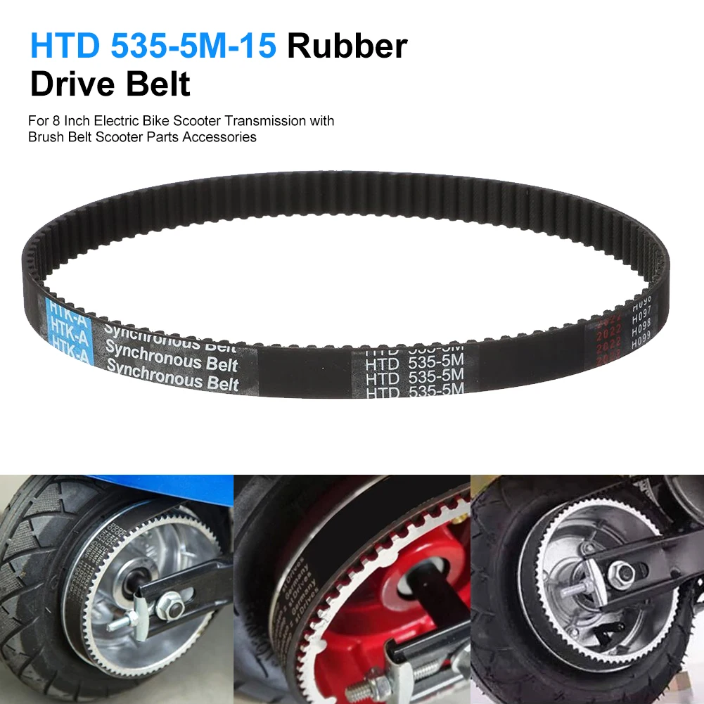5M Rubber Synchronous Belt Gear Small Dolphin Tooth Profile Belt Drive Belt 535HTD Electric Vehicle Belt Scooter Wear-Resistant