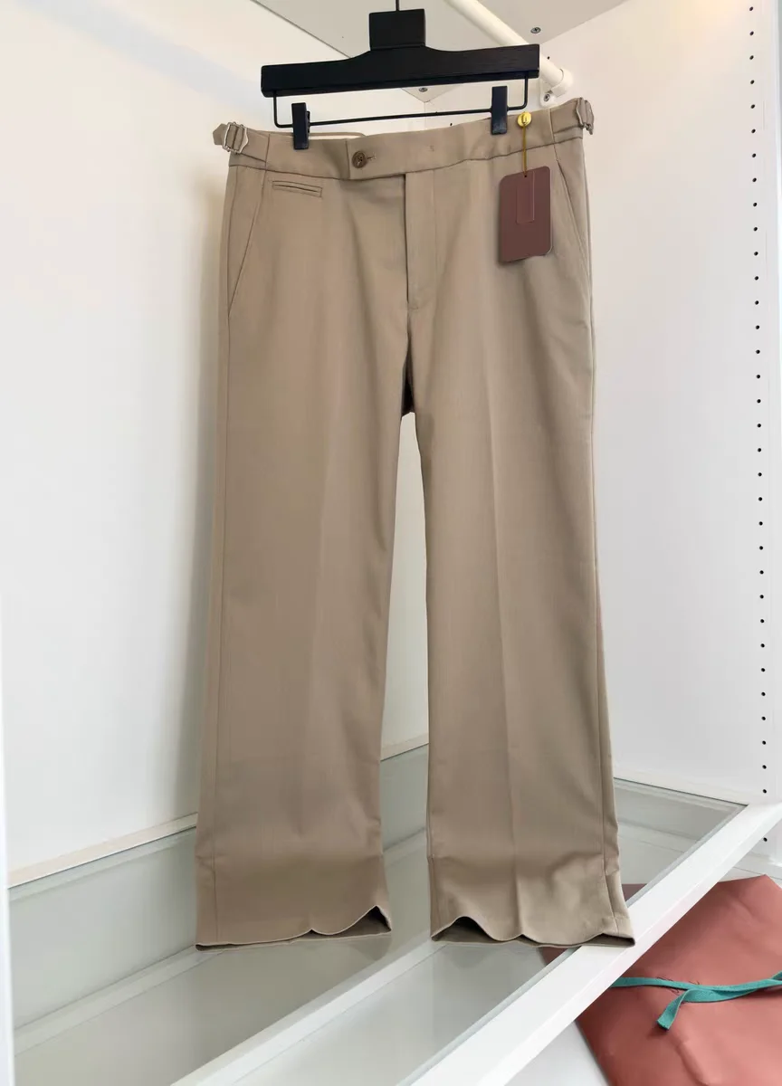 

LP Italian solid color wool blend breathable old money style business simple casual pants