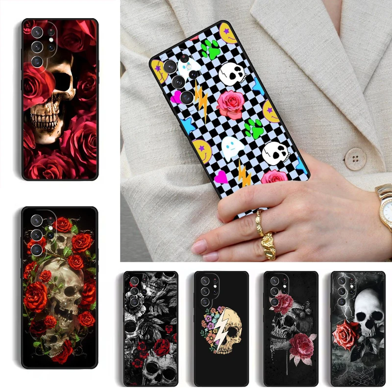 Skull-Rose-Lightning Phone Case for Samsung Galaxy S26 S25 Ultra S24 S23 S22 S21 Plus Note 10 Bumper Cover