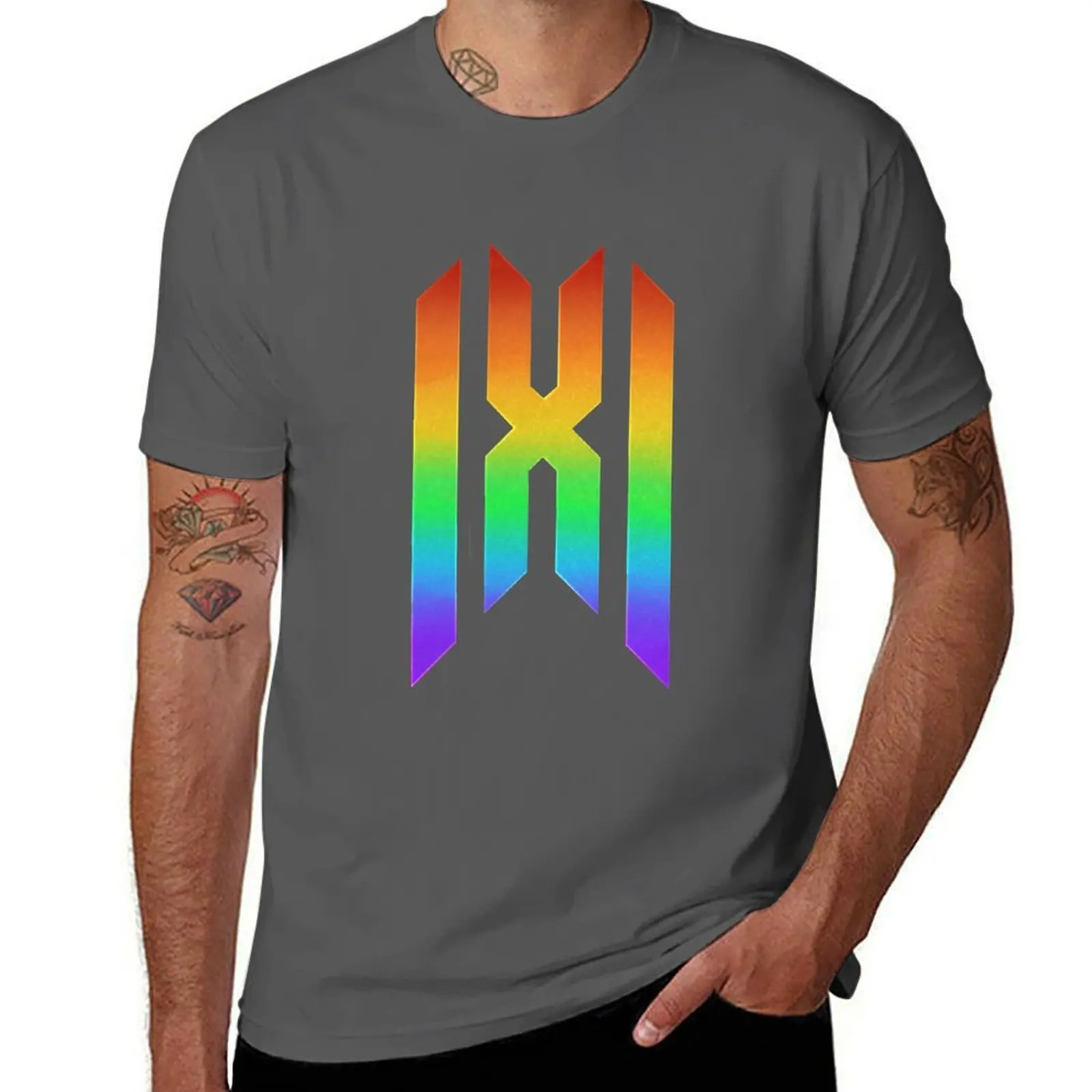 Camiseta Monsta X con logo Rainbow, camiseta básica de color liso para todas las estaciones