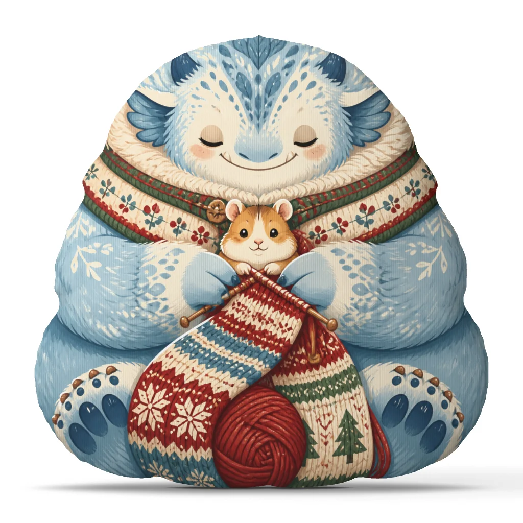 Snow Monster Knitting Pillow Cute Yeti Cushion with Hamster Winter Throw Pillow Stuffed Irregular Sofa Home Decor Gift Idea