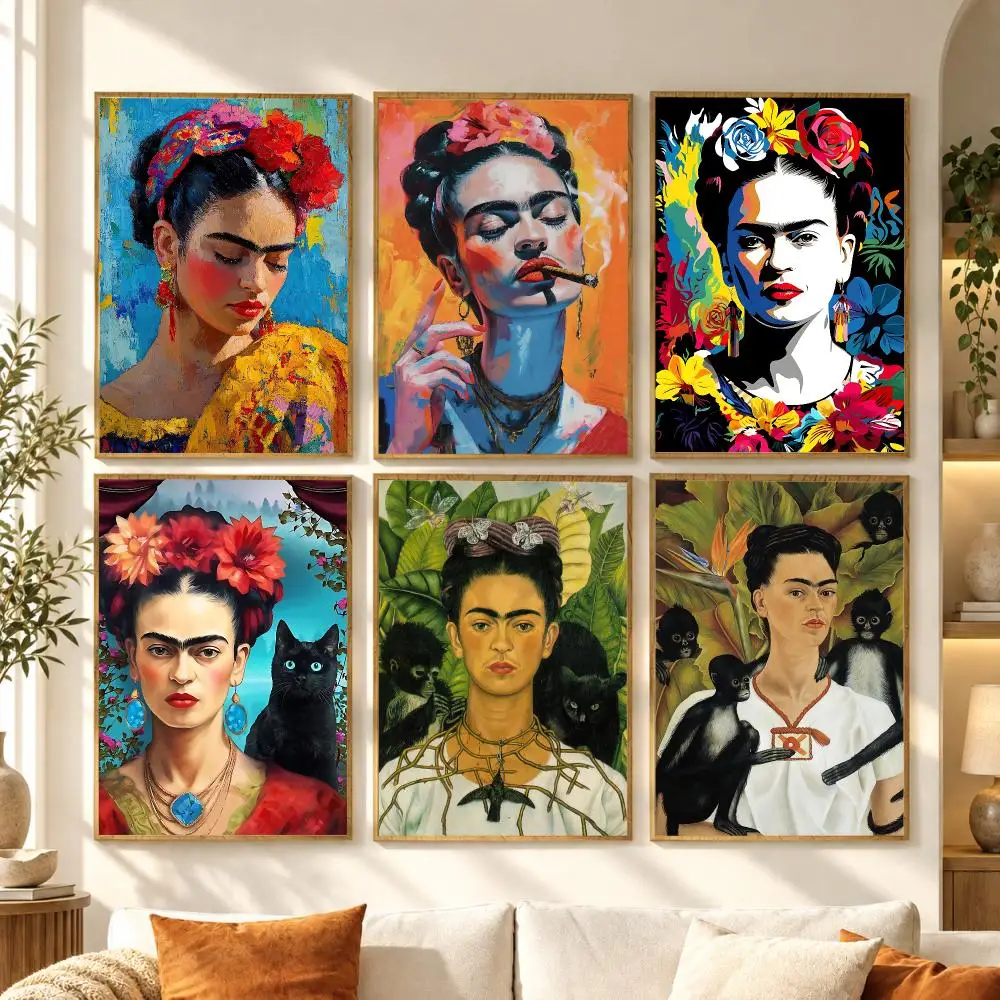 Vintage Art F-Frida Kahlo Poster Premium Modern Waterproof Wall Art Pictures for Bedroom Living Room Bar Decor