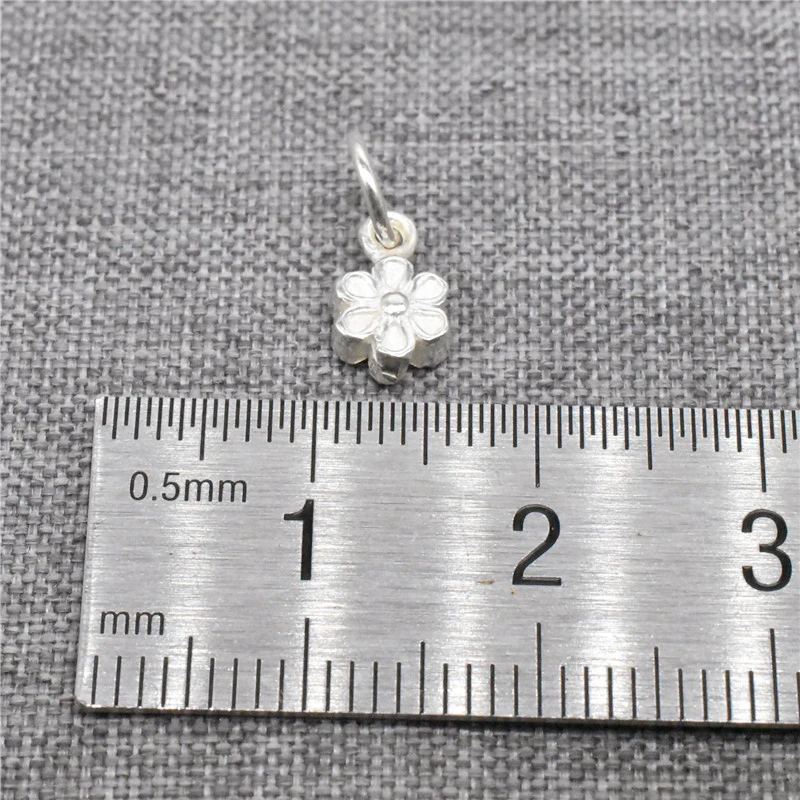 2 Pieces Small Daisy Sunflower Charms Double Sided in 925 Sterling Silver for Bracelet Necklace and Earring Making