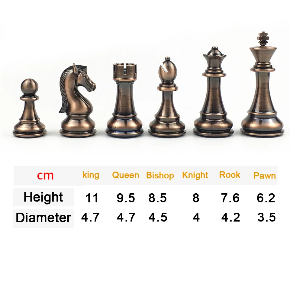 Luxury Big Chess Set Kirsite Electroplating Technology Chess Piece High Grade King Height 110mm Chess Game Bright Chess Piece