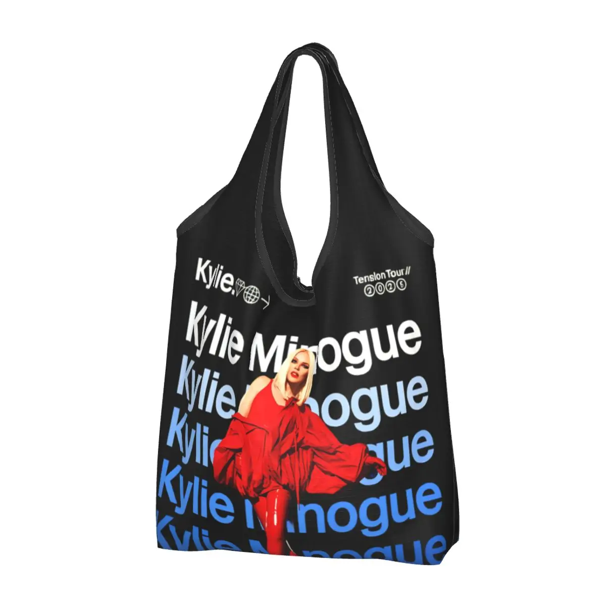 Kylie Minogue Grocery Bags Durable Large Reusable Recycle Foldable Shopping Eco Bag Washable Attached Pouch